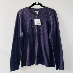 NWT Croft & Barrow Womens Purple Studded Detailing Cardigan Sweater Size PXL